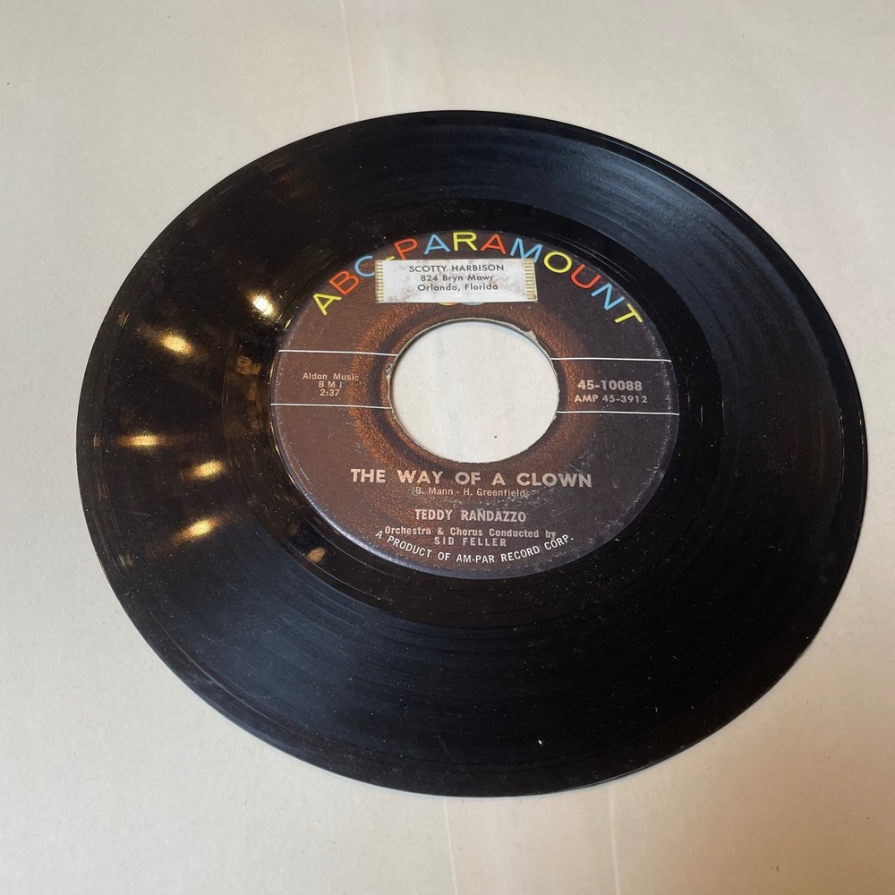 Teddy Randazzo Cherie ABC-Paramount 45-10088 Vinyl Record 45‎ RPM Vintage Music - Picture 2 of 2
